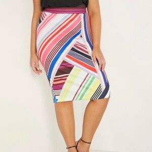 ELOQUII Multicolor Neoprene Scuba Horizontal Stripe Skirt NWOT Size 22